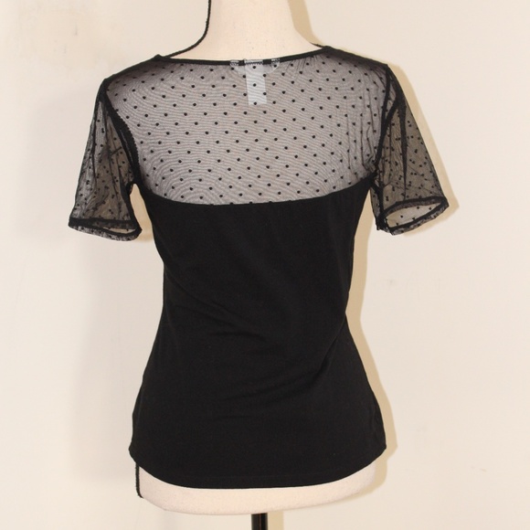H&M, polkadot dot mesh short sleeve shirt - Picture 2 of 4